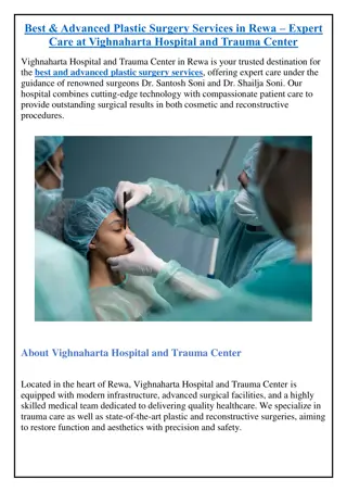 Best & Advanced Plastic Surgery Services in Rewa