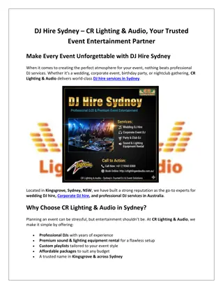 DJ Hire Sydney – CR Lighting & Audio, Your Trusted Event Entertainment Partner