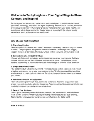 Welcome to TechyInsighter Andash Your Digital Stage to Share Connec and Inspire