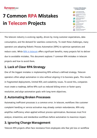 Comprehensive Software Development for RPA in Telecom Industry