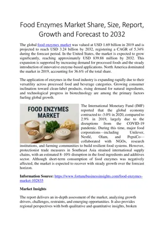 Food Enzymes Market Share, Size, Report, Growth and Forecast to 2032
