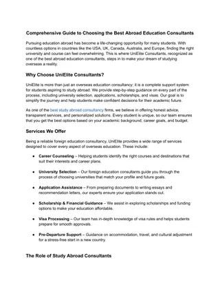 Comprehensive Guide to Choosing the Best Abroad Education Consultants