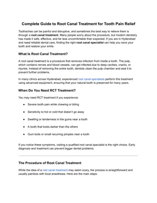 Complete Guide to Root Canal Treatment for Tooth Pain Relief