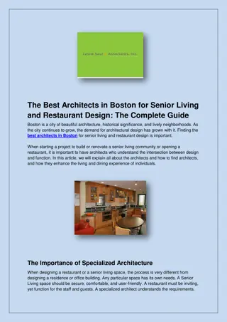 The Best Architects in Boston for Senior Living and Restaurant Design: The Compl