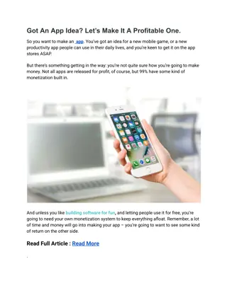 Got An App Idea Let’s Make It A Profitable One.