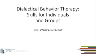 Dialectical Behavior Therapy: Skills for Individuals and Groups