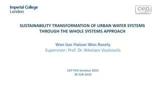 SUSTAINABILITY TRANSFORMATION OF URBAN WATER SYSTEMS