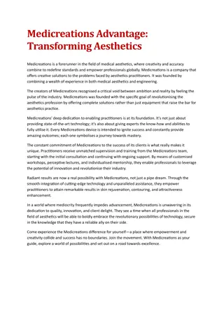 Improve Your Aesthetic Practice with Medicreations: Innovation Empowerment