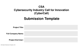 Cybersecurity Industry Call for Innovation (CyberCall)