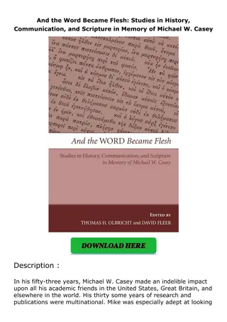 ❤️(download)⚡️ And the Word Became Flesh: Studies in History, Communication, and