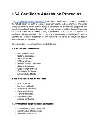 USA Certificate Attestation Procedure