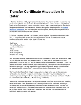Transfer Certificate Attestation_ Qatar
