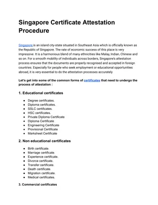 Singapore Certificate Attestation Procedure