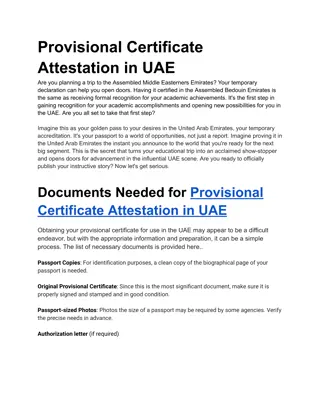 Provisional Certificate Attestation in UAE