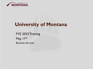 University of Montana FYE 2023 Training Business Services Overview