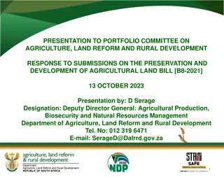 Response to Submissions on Preservation and Development of Agricultural Land Bill