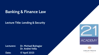 Banking & Finance Law