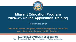 Migrant Education Program 2024-25 Online Application Training Overview