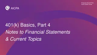 401(k) Basics, Part 4  Notes to Financial Statements   & Current Topics