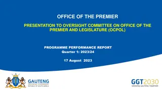 Office of the Premier's Strategic Agenda Towards GGT2030 Priorities