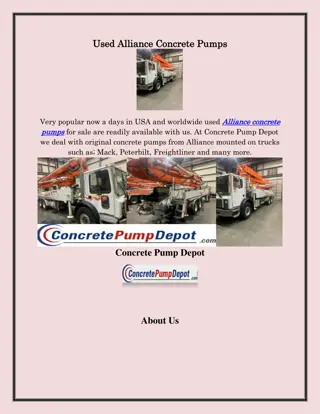 Used Alliance Concrete Pumps on Sale, concretepumpdepot.com