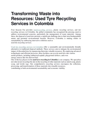 Used Tyre Recycling Services in colombia - Four Seasons Fze