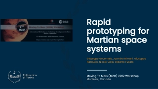 Rapid Prototyping for Martian Space Systems