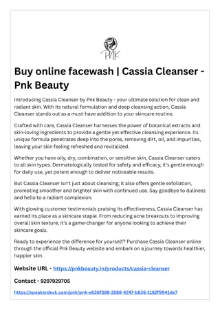 Buy online facewash  Cassia Cleanser - Pnk Beauty