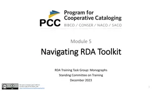 RDA Toolkit User Guide: Navigating Module Features