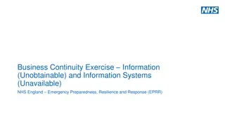 Business Continuity Exercise Information and NHS England Emergency Preparedness