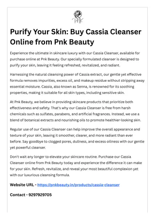Purify Your Skin Buy Cassia Cleanser Online from Pnk Beauty