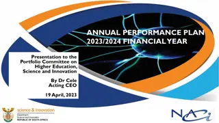 Annual Performance Plan 2023/2024 Presentation to Portfolio Committee on Higher Education, Science, and Innovation