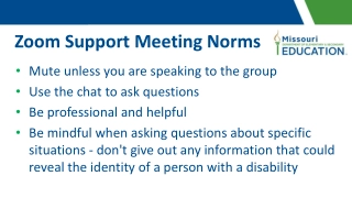 Zoom Support Meeting Norms