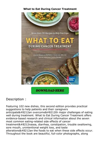 Download⚡️(PDF)❤️ What to Eat During Cancer Treatment
