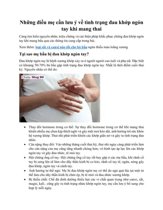 Những điều mẹ cần lưu ý về tình trạng đau khớp ngón tay khi mang thai