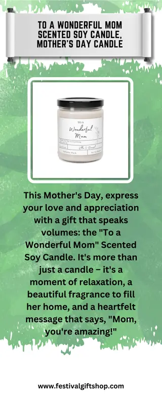To a Wonderful Mom Scented Soy Candle, Mother's Day Candle