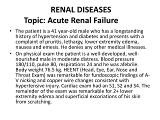RENAL DISEASES - Topic: Acute Renal Failure