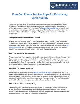 Enhancing Senior Safety with Free Cell Phone Tracker Apps