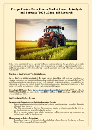 Europe Electric Farm Tractor Market Research Analysis and Forecast (2023-2028)