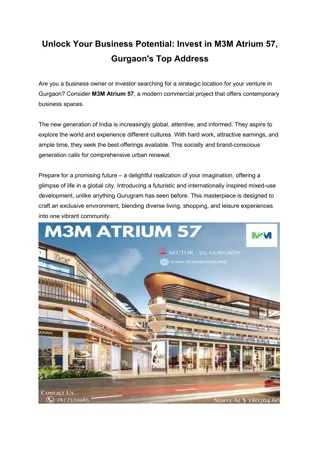 Unlock Your Business Potential Invest in M3M Atrium 57, Gurgaon's Top Address