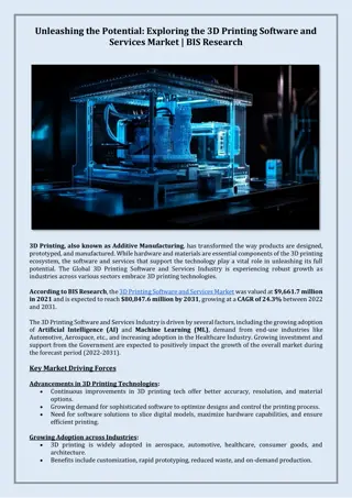 Exploring the 3D Printing Software and Services Market | BIS Research