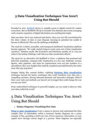 5 Data Visualization Techniques You Aren't Using But Should