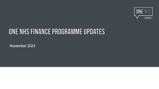 One NHS Finance Programme Updates