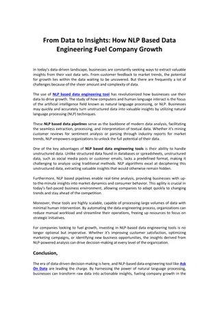 How NLP Based Data Engineering Fuel Company Growth