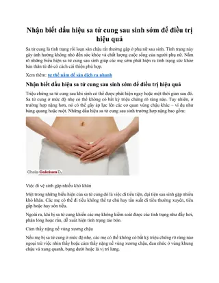 Nhận biết dấu hiệu sa tử cung sau sinh sớm để điều trị hiệu quả