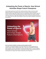 Unleashing the Power of Sports How School Activities Shape Future Champions