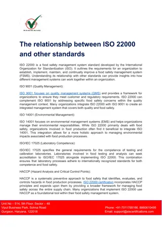 The relationship between ISO 22000 and other standards