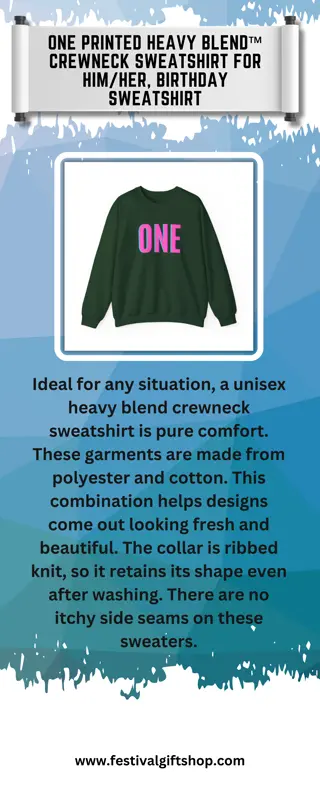 One Printed Heavy Blend™ Crewneck Sweatshirt for HimHer, Birthday Sweatshirt
