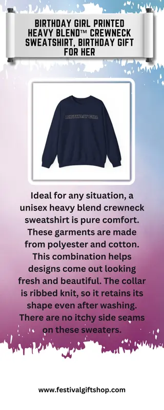 Birthday Girl Printed Heavy Blend™ Crewneck Sweatshirt, Birthday Gift for Her