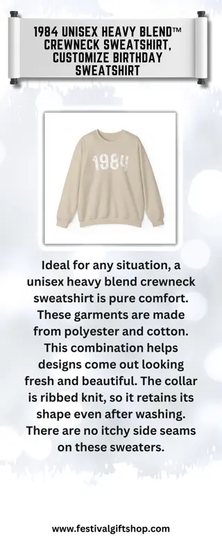 1984 Unisex Heavy Blend™ Crewneck Sweatshirt, Customize Birthday Sweatshirt